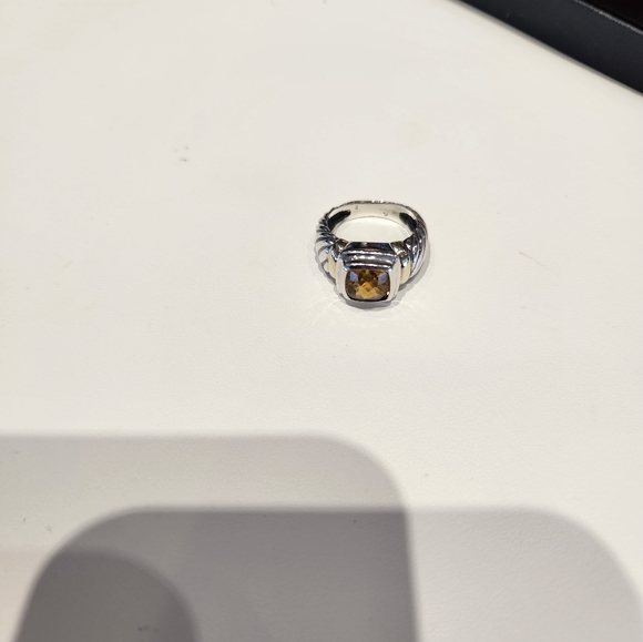 David Yurman citrine ring size 6 1/2 14 karate yellow gold with sterling silver - Picture 2 of 12